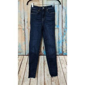 We The Free Womens Size 25 Blue Mid Rise Stretch Frayed Hem Skinny Denim Jeans